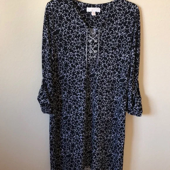 MICHAEL Michael Kors | Dresses | Michael Kors Black And White Star Pattern Chain Lace Up Dress Size Small | Poshmark MICHAEL Michael Kors | Dresses | Michael Kors Black And White Star Pattern Chain Lace Up Dress Size Small | Poshmark